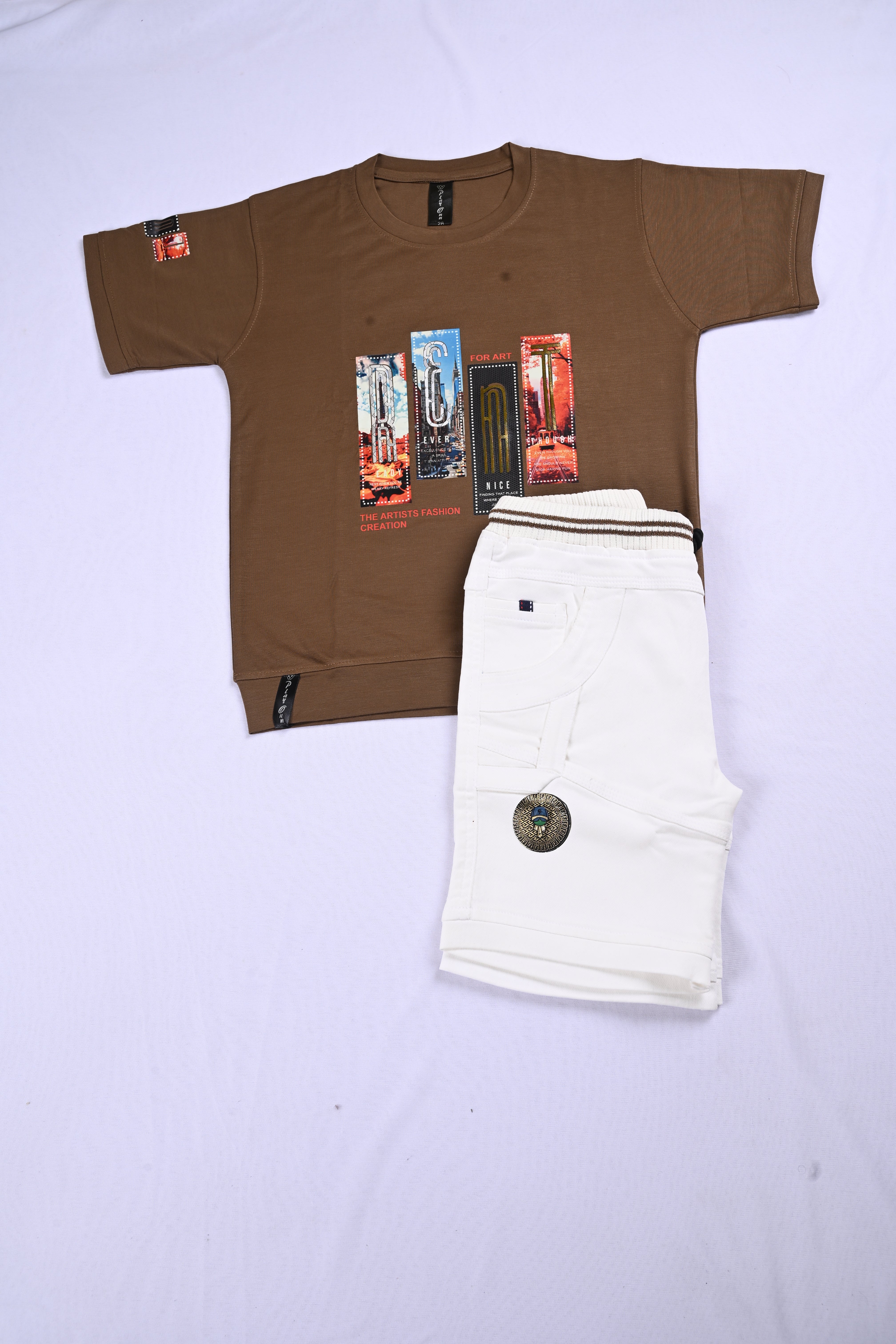 "The Artist" Edition Boys' Graphic Tee & Premium White Shorts Co-ord